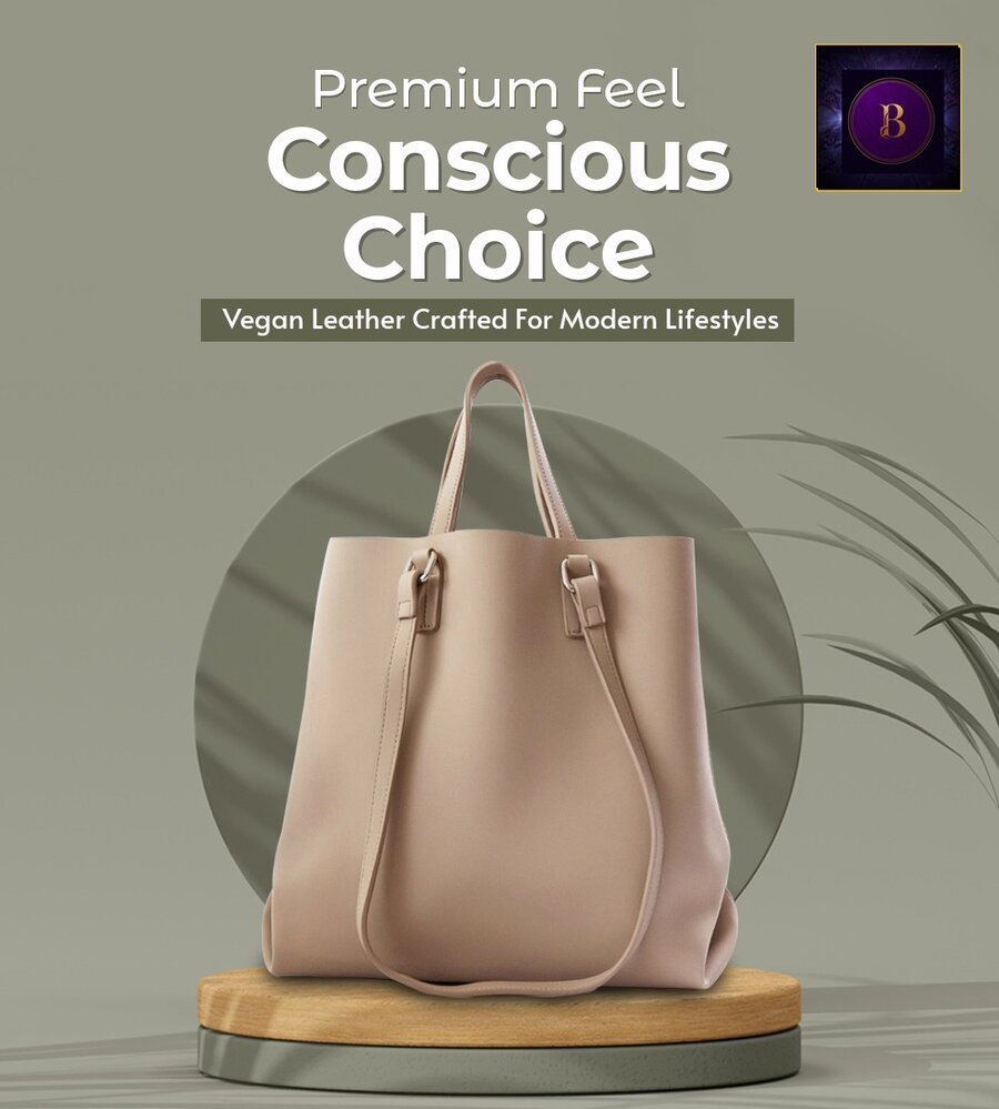Batwa Office Tote in beige vegan leather
